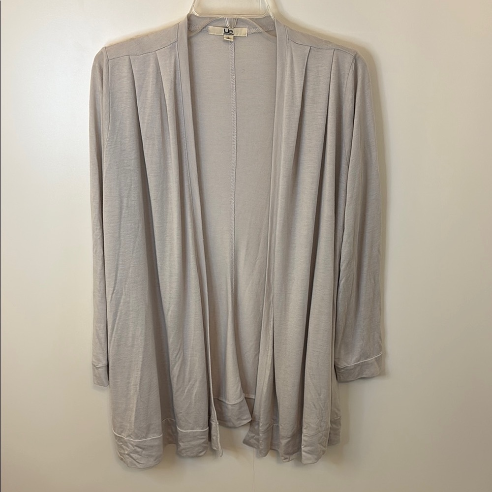 YA Los Angeles Light Gray Cardigan Sweater with Draped Front
